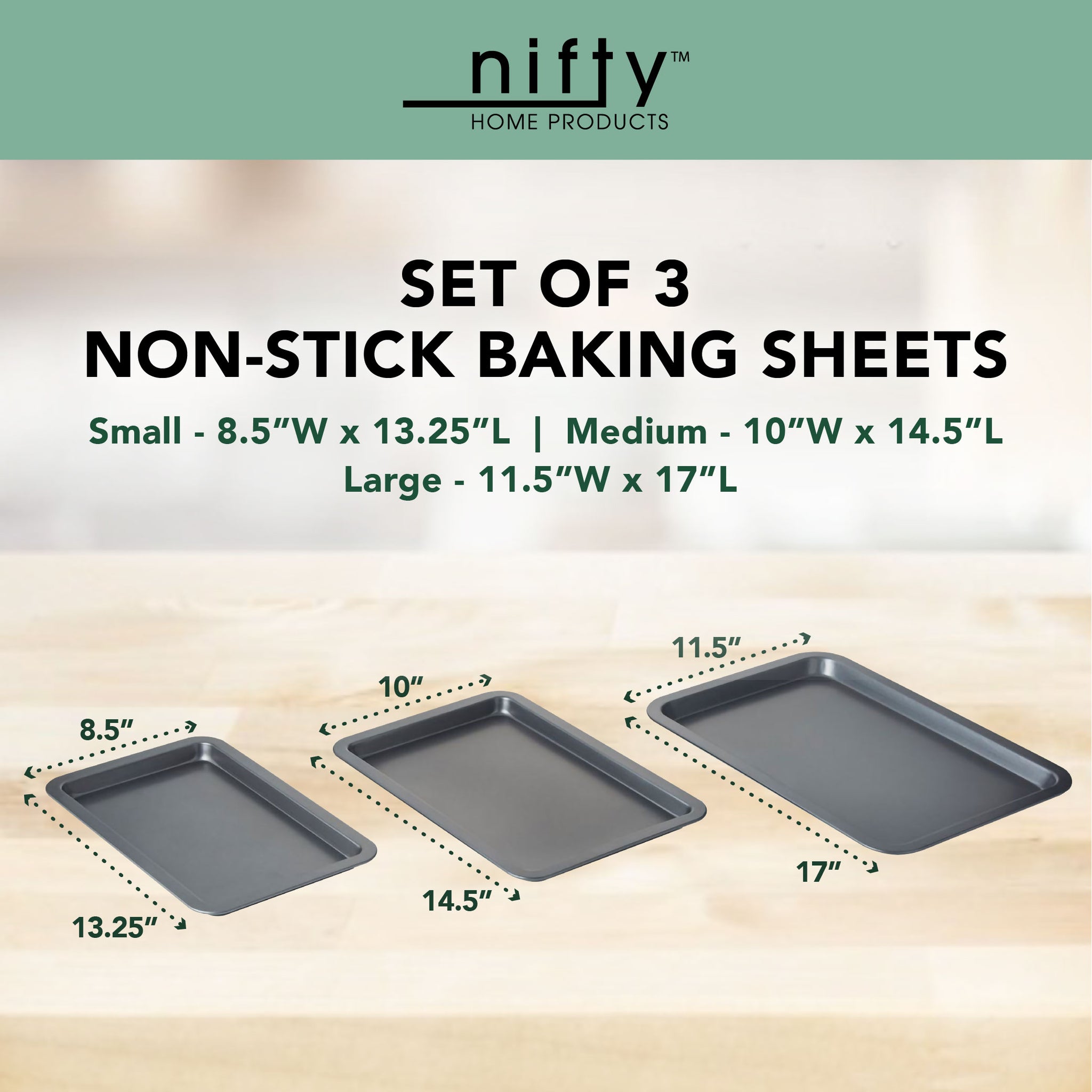 Set of 3 Non-Stick Cookie and Baking Sheets by Nifty – Nifty Home