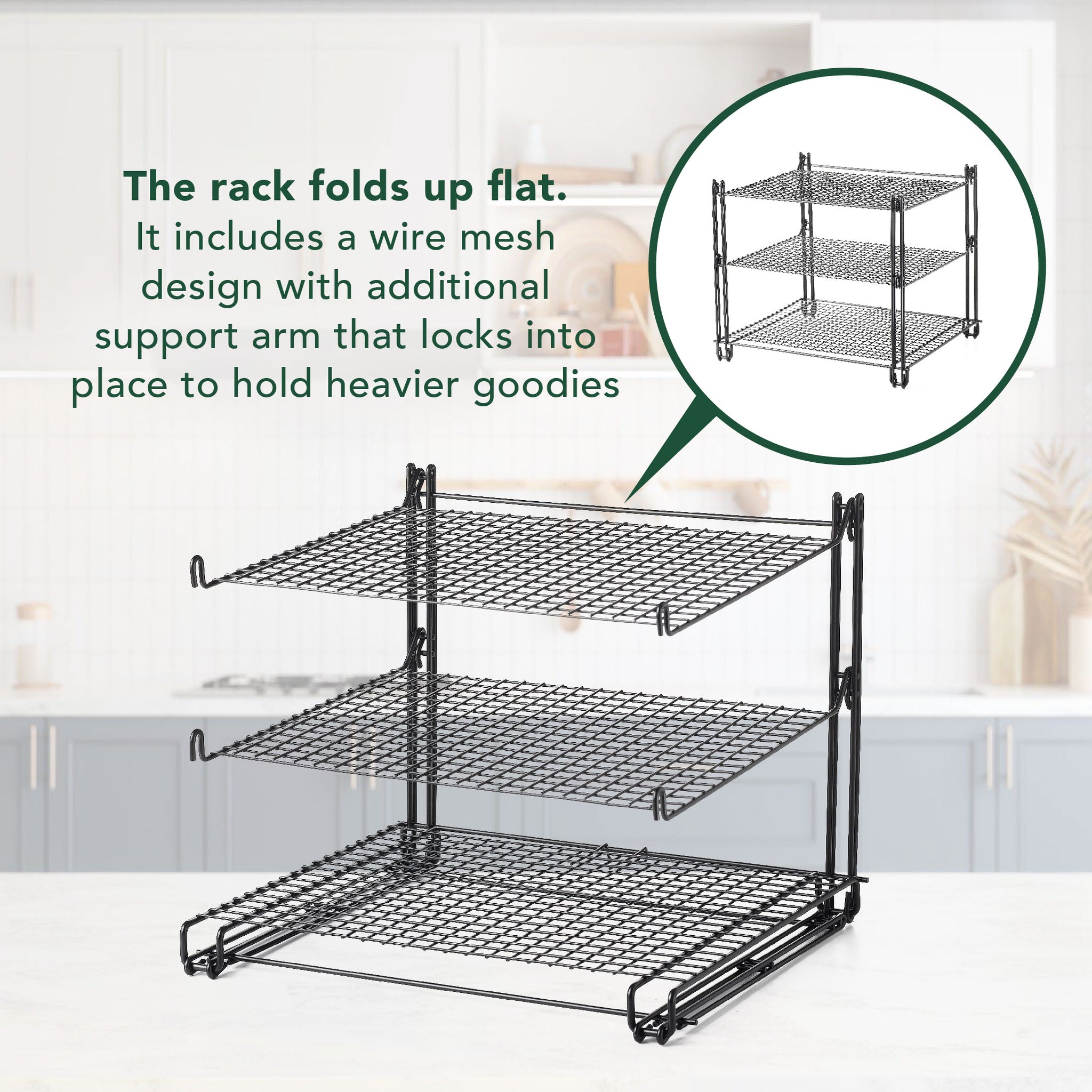 Nifty Solutions Insert with 3 Non-Stick, One Size, 3 Tier Baking Rack WITH  Cookie Sheets